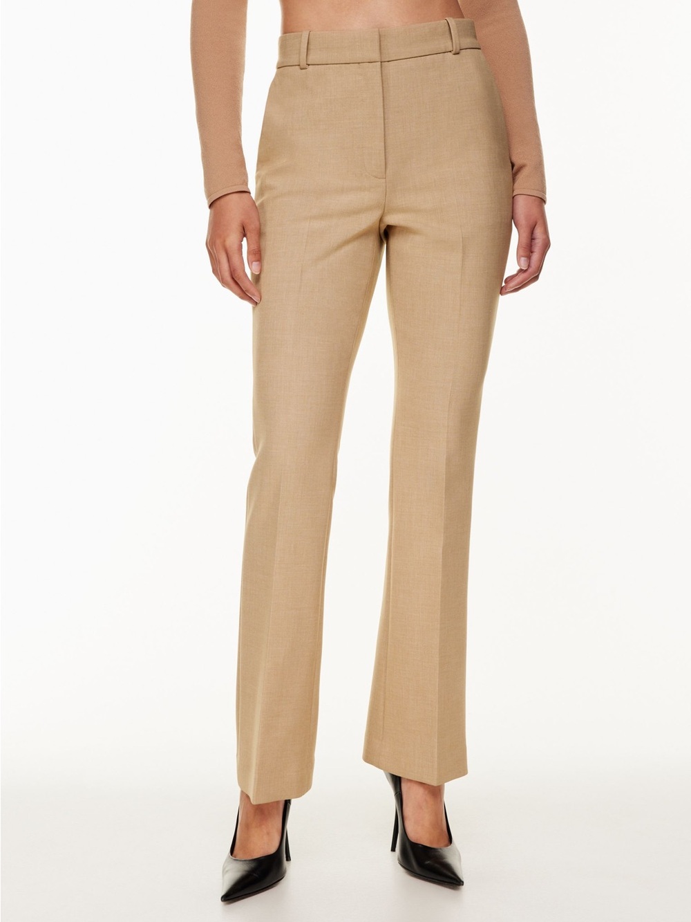Aritzia Babaton Program Pant Heathered Gold Camel High Rise Flare size 6 NWT